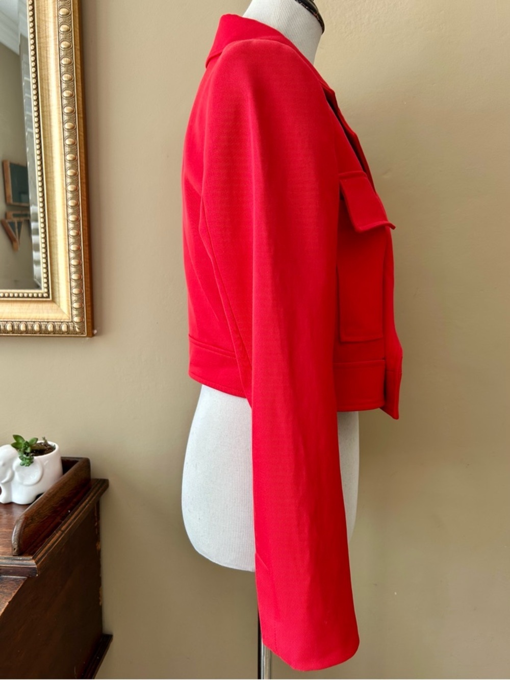A.L.C. Reeve Cropped Blazer Jacket Patch Pocket Ruby Red Size 6 - Picture 6 of 16